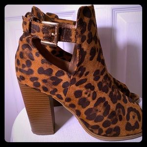 Leopard Peep Toe Heels